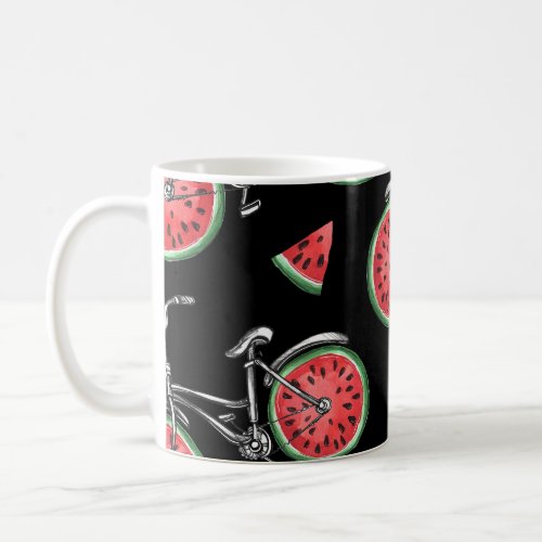 Watermelon wheel bicycles summer pattern coffee mug