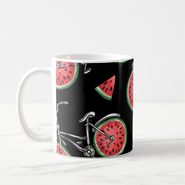 Watermelon wheel bicycles, summer pattern. coffee mug (Left)