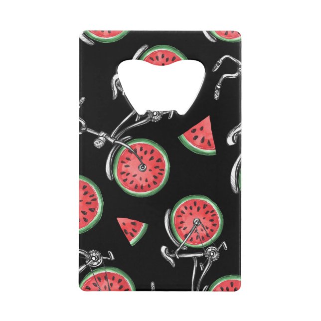 Watermelon wheel bicycles, summer pattern. credit card bottle opener (Front)