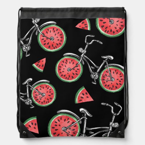 Watermelon wheel bicycles summer pattern drawstring bag