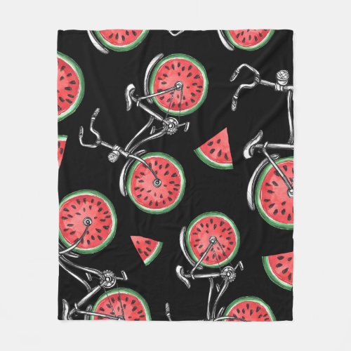 Watermelon wheel bicycles summer pattern fleece blanket
