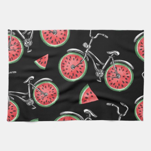 Watermelon wheel bicycles summer pattern kitchen towel