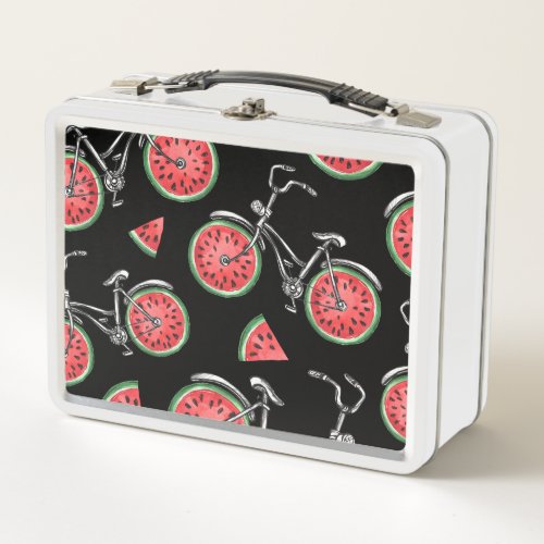 Watermelon wheel bicycles summer pattern metal lunch box