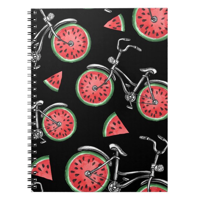Watermelon wheel bicycles, summer pattern. notebook (Front)