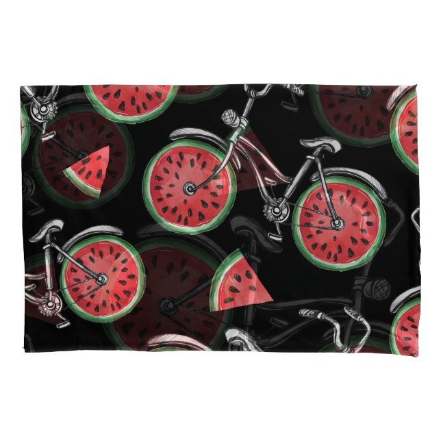 Watermelon wheel bicycles, summer pattern. pillow case (Front)
