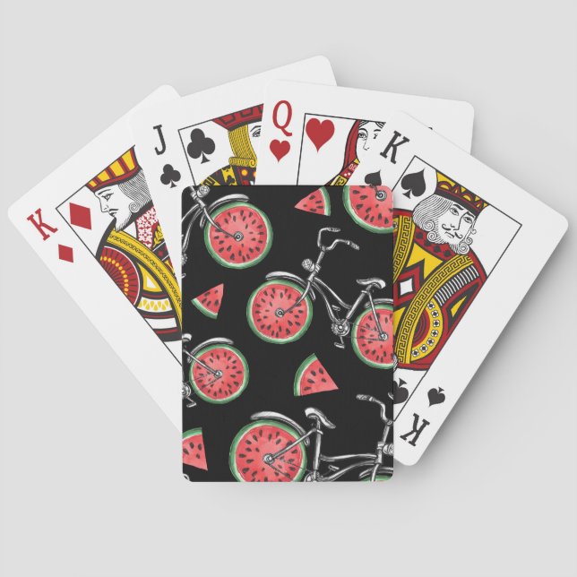 Watermelon wheel bicycles, summer pattern. poker cards (Back)