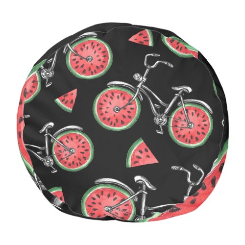 Watermelon wheel bicycles summer pattern pouf