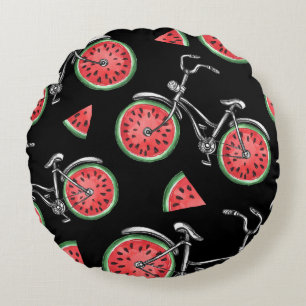 Watermelon wheel bicycles, summer pattern. round pillow