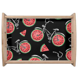Watermelon wheel bicycles, summer pattern. serving tray