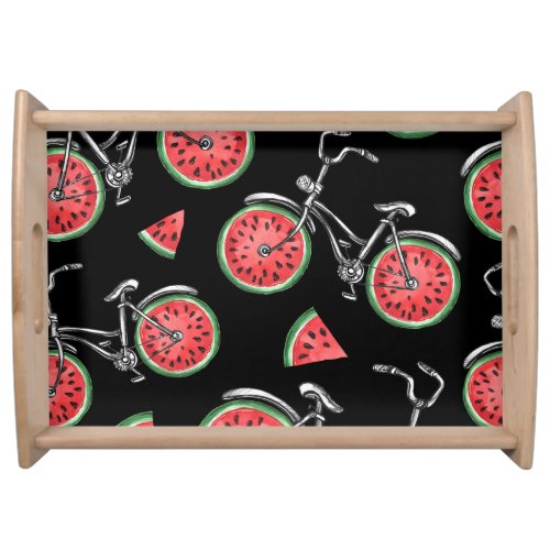 Watermelon wheel bicycles summer pattern serving tray
