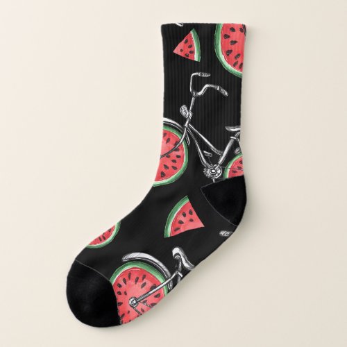 Watermelon wheel bicycles summer pattern socks