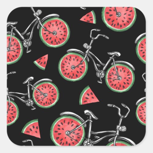 Watermelon wheel bicycles summer pattern square sticker