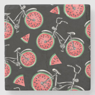 Watermelon wheel bicycles, summer pattern. stone coaster