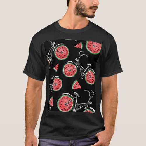 Watermelon wheel bicycles summer pattern T_Shirt