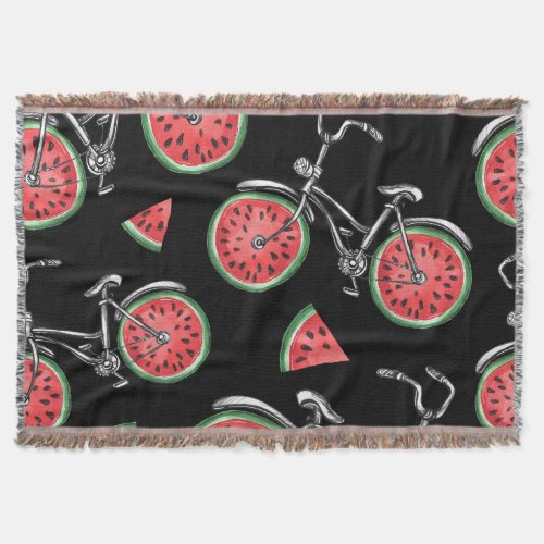 Watermelon wheel bicycles summer pattern throw blanket