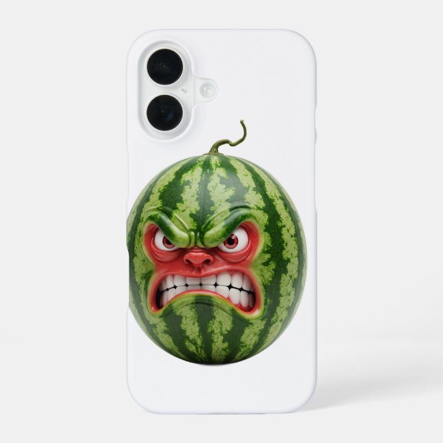 watermelon with angry face  iphone case (Back)