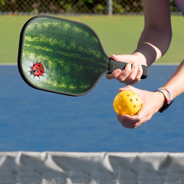 Watermelon with ladybug carbon fiber pickleball paddle  (Insitu)
