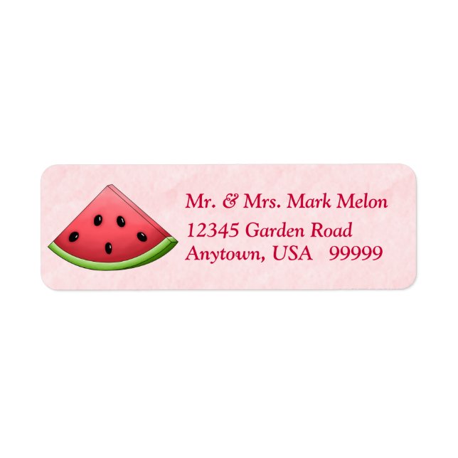 Watermelon with Pink Background Return Address Lab Label (Front)
