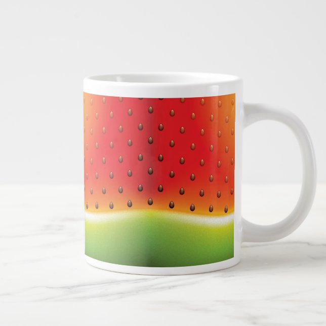 Watermelon with Seeds Background  Giant Coffee Mug (Right)