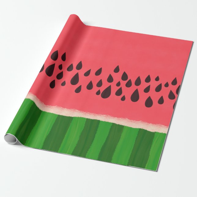 Watermelon with Seeds Pattern Wrapping Paper (Unrolled)