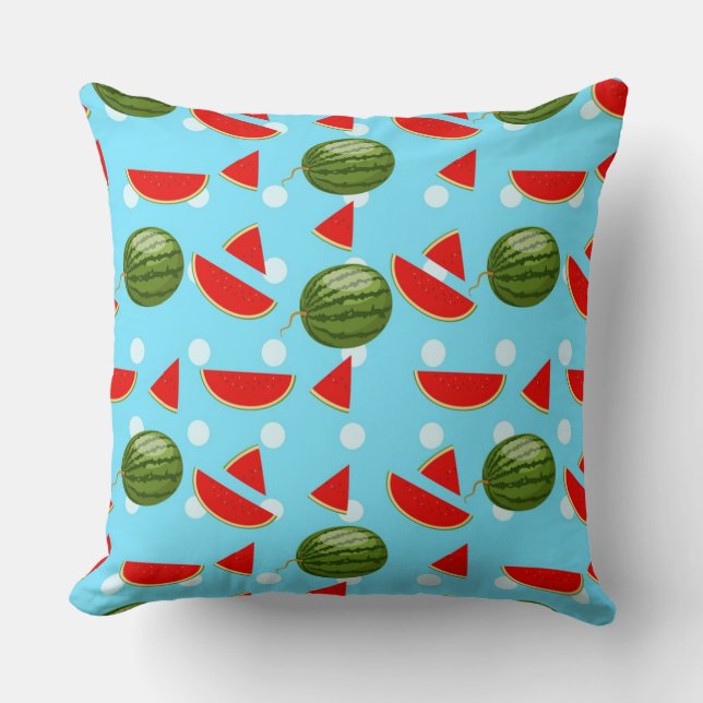 Watermelon With Slice Throw Pillow (Front)