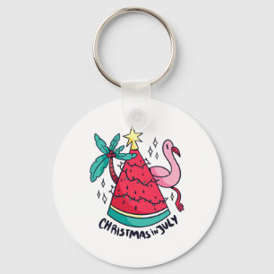 Watermelon With Xmas Lights For Christmas In July  Keychain