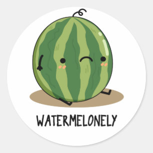 Watermelonely Funny Watermelon Fruit Pun  Classic Round Sticker