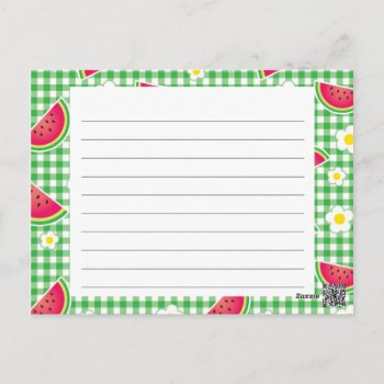 Watermelons And Daisies Recipe Card by KaleenaRae at Zazzle