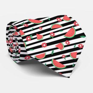 Watermelons and stripes neck tie
