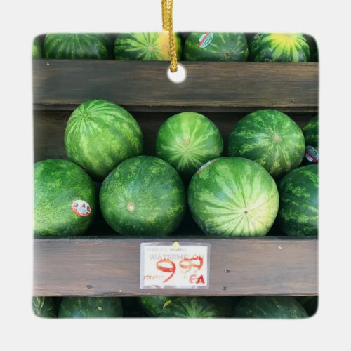 Watermelons for Sale Corner Bodega NYC Photograph Ceramic Ornament