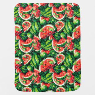 Watermelons, lime, watermelon leaves, small lime f baby blanket