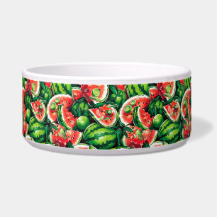 Watermelons, lime, watermelon leaves, small lime f bowl