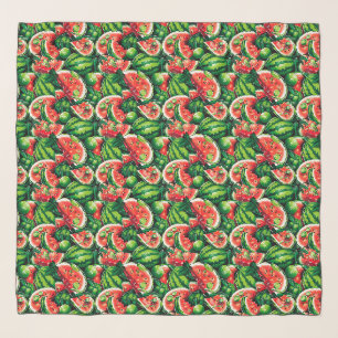 Watermelons, lime, watermelon leaves, small lime f scarf