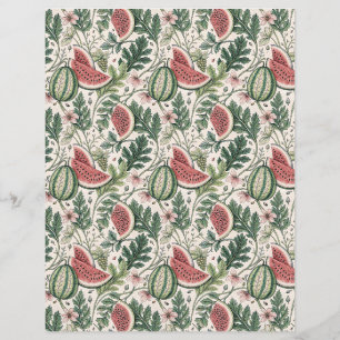 Watermelons vintage bontanic scrapbook paper beige