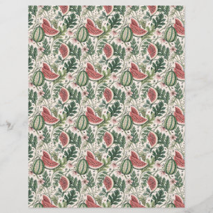 Watermelons vintage bontanic scrapbook paper green