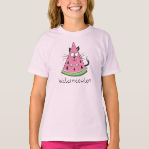 Watermeowlon Watermelon Cat Funny Girl's T-shirt