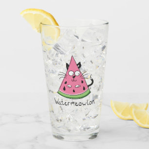 Watermeowlon Watermelon Cat Funny Glass Cup