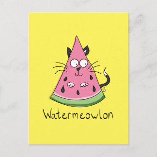 Watermeowlon Watermelon Cat Funny Postcard