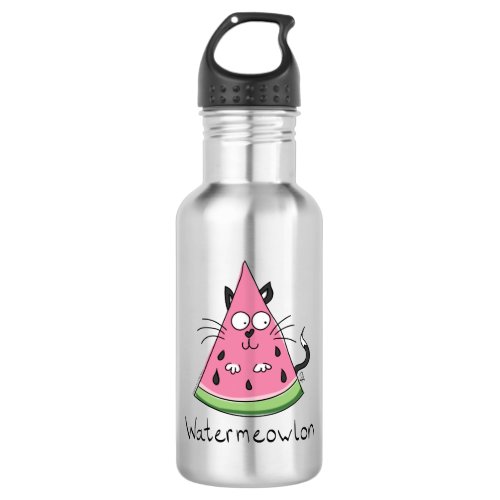 Watermeowlon Watermelon Cat Funny Water Bottle