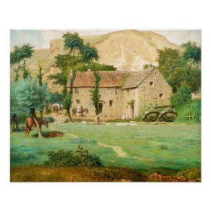 Watermill at the Foot of a Mountain Photo Print