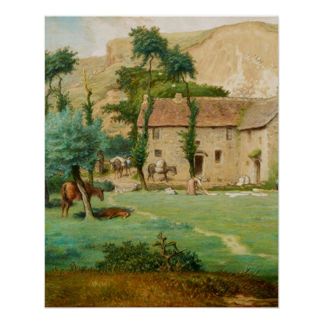 Watermill at the Foot of a Mountain Poster (Front)