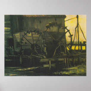 Watermill in Gennep 3   Retro Style Art Poster