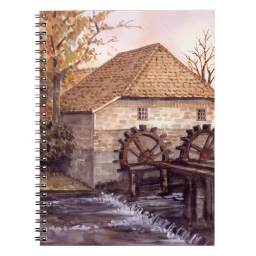 Watermill Watercolor Painting by Farida Greenfield Notebook