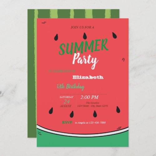 Watermlon Summer Party Invitation