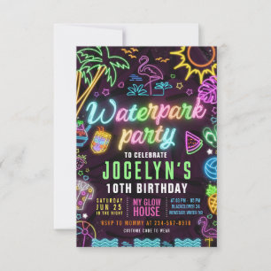 Waterpark Glow Party Editable Invitation