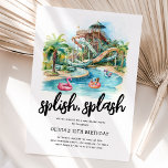 Waterpark Kids Birthday Party Invitation<br><div class="desc">Step into the world of thrill and joy with our unique waterpark-themed kids birthday invitations. Set the tone to your party with a splash using our invites boasting a clean white background adorned with artistic watercolor water slides and inflatables. Plus, our 'splish, splash' text template is a breeze to customize!...</div>