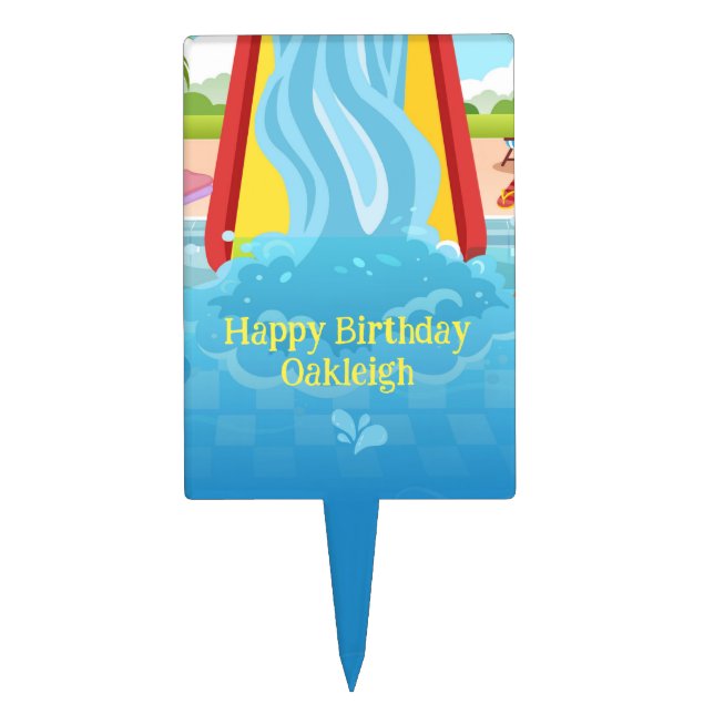 Waterpark Slide Child's Birthday Party Cake Topper (Front)