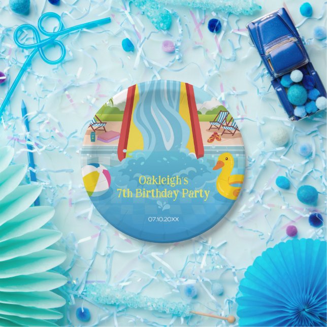 Waterpark Slide Child's Birthday Party Paper Plates (Party)