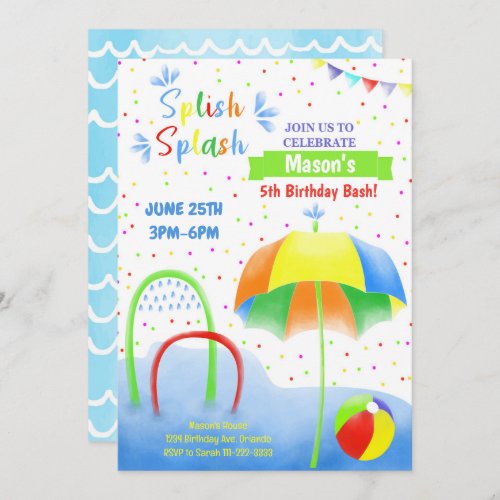 WaterPark Splash Pad Birthday Invitation