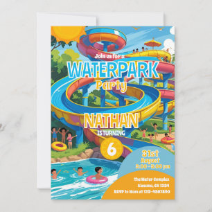 Waterpark Waterslide Pool Party Birthday Invite